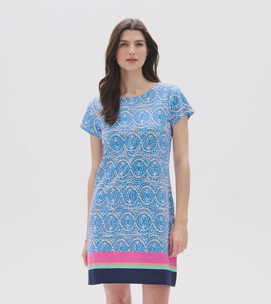 Hatley Zip-Back Tee Dress - Soft Ikat - S26SIL1910 - Azure Blue