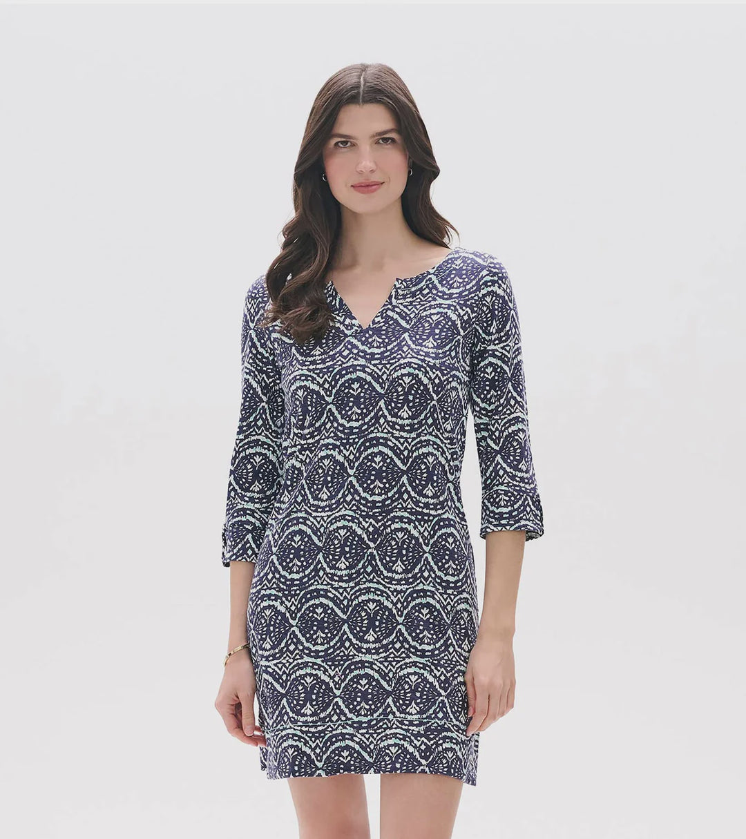Hatley Lily Notch Neck Dress - Soft Ikat - S26SIL1911 - Patriot Blue