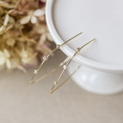 Glee Jewellery Sparkling Arc Hoop Earring - Gold
