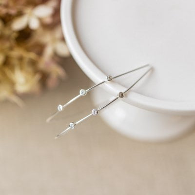 Glee Jewellery Sparkling Arc Hoop Earring - Silver