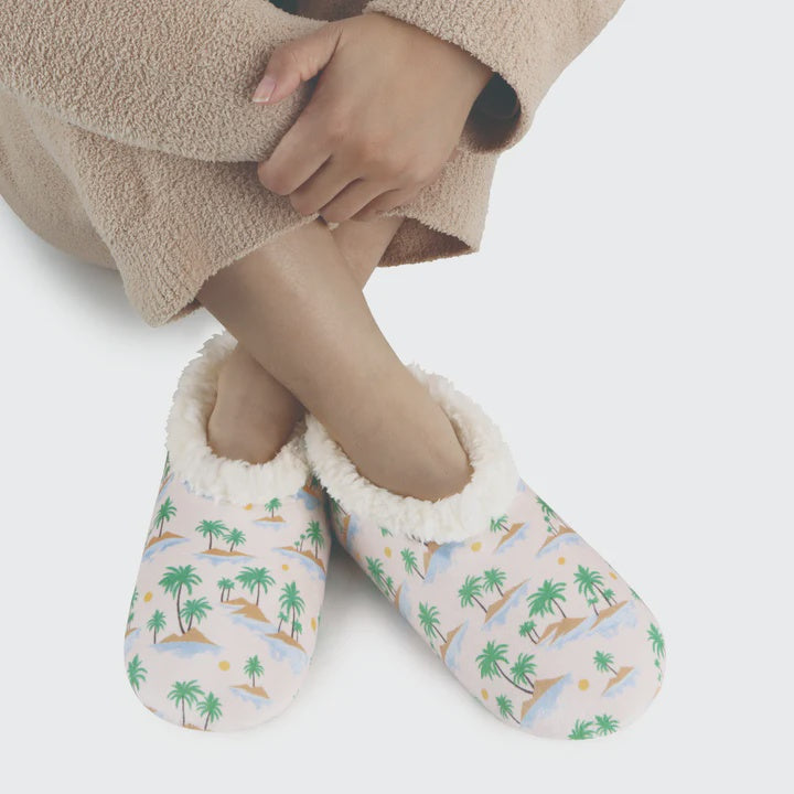 Womens Snoozies "Seaside Garden" Slippers - Tropical Island