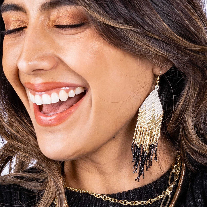 Ink+ Alloy Claire Fringe Earrings - Black
