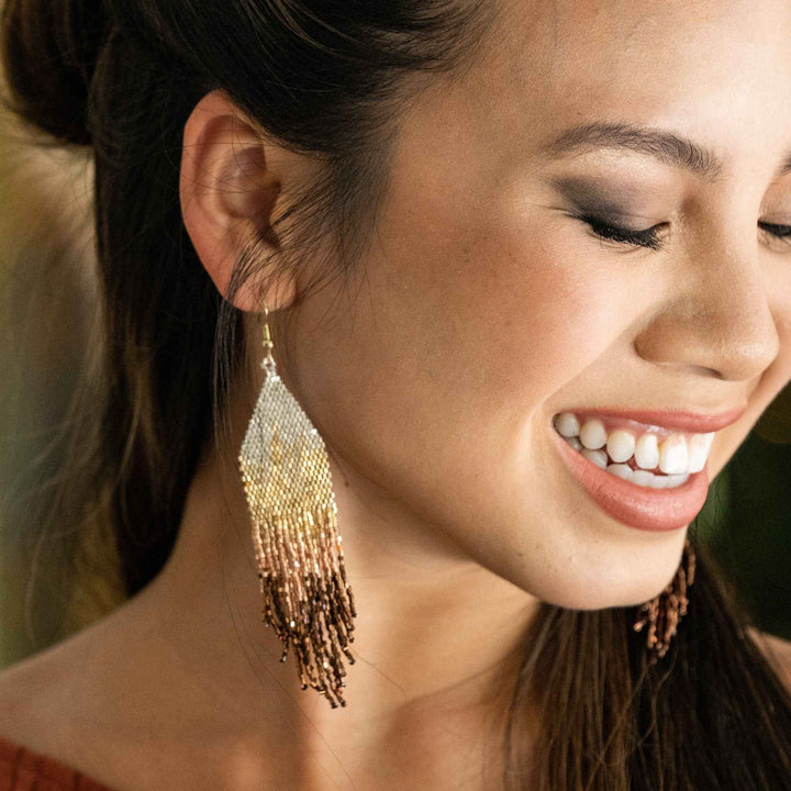 Ink + Alloy Claire Beaded Ombre Earrings - Mixed Metallic