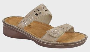 Naot Cornet Sandal 35115-WA7 Khaki Beige/Glass Silver Leather