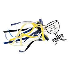 Santa Barbara Velvet Ribbon Wine Charms - Set of 6 - Royal/Yellow