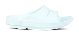 Womens Oofos OOahh Slide Sandal 1100-ICE Ice Blue