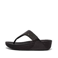 Fit Flop Lulu Toe Post Glitter Sandal X03-339 Black Glitter