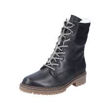 Womens Rieker Winter-Lined Lace-Up Boot Y9232-00 Black Leather