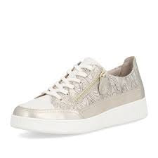 Remonte Laced Sneaker w/ Side Zipper D2E06-90 Gold Combo