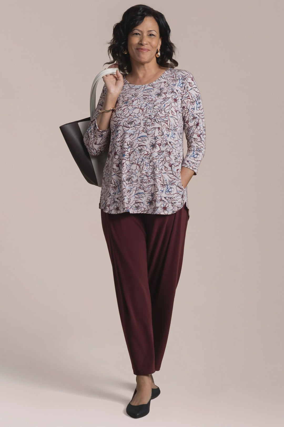 Sympli Go To Classic Relax 3/4 Sleeve Printed T 22110RP-2000 Painted Blooms