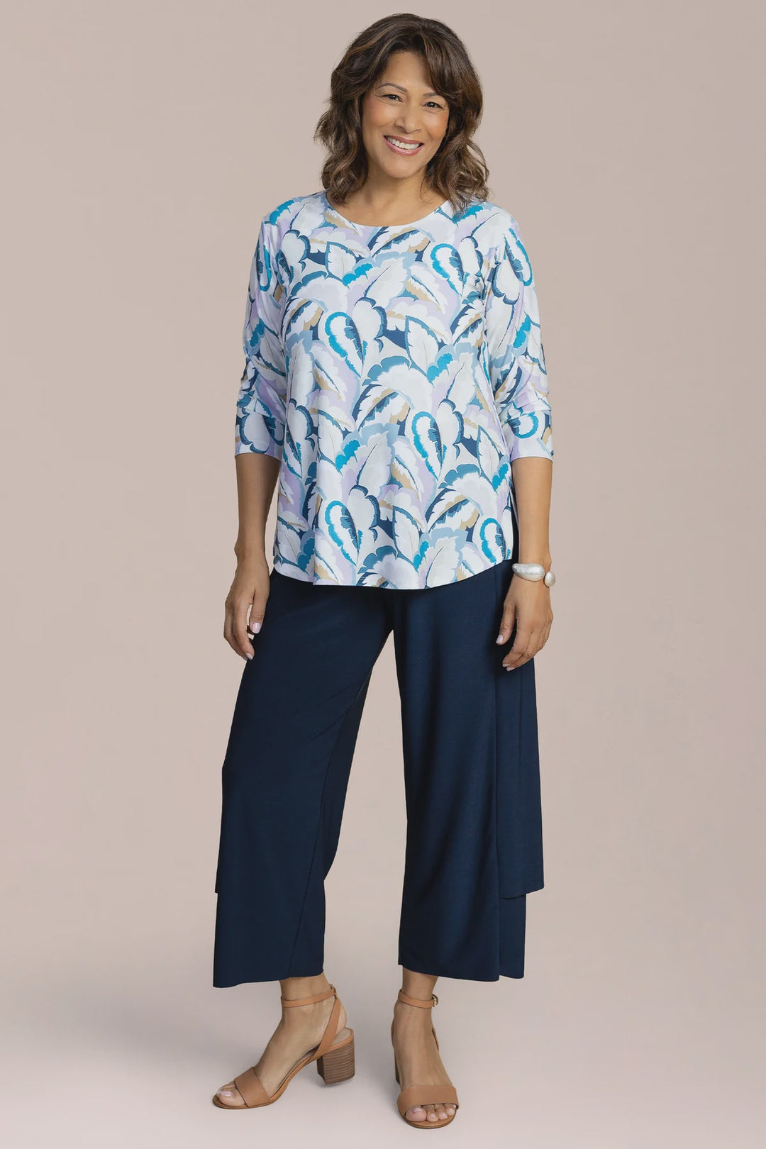Sympli Go To Classic Relax 3/4 Sleeve Printed T 22110RP-2-2008 Feathered Flora