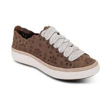 Aetrex Charlotte Laced Sneaker CA724 - Taupe Eyelet Nubuck