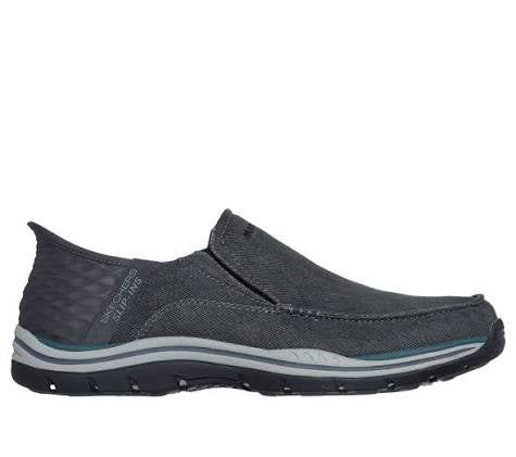 Mens Skechers "Slip-ins" Relaxed Fit Canvas Sneaker - WIDE - 205167WW-BLK Black