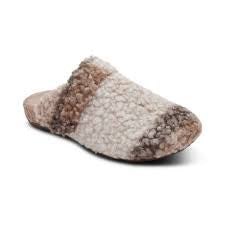 Aetrex Mia Closed-Toe Slip-On Slipper FE758 - Tan Plaid