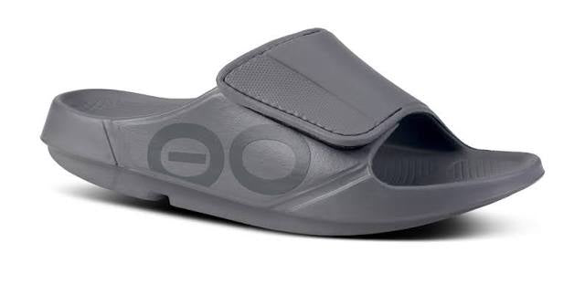 Mens Oofos OOahh Sport Flex Slip-On Velcro Sandal 1550-SLA Slate