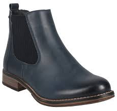 Josef Seibel "Berlina 01" Leather Ankle Boot - Denim Blue