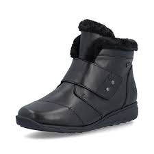 Rieker Winter Ankle Boot w/ Velcro Strap 47268-00 Black