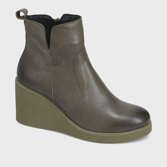 Womens Bueno "Laura" Wedge Ankle Boot - Khaki