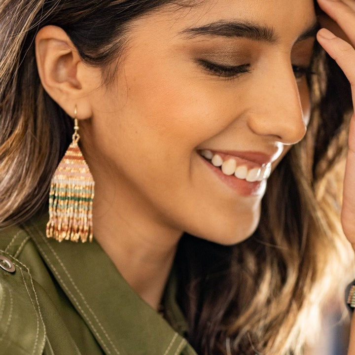 Ink + Alloy Lexie Beaded Striped Earrings - Desert