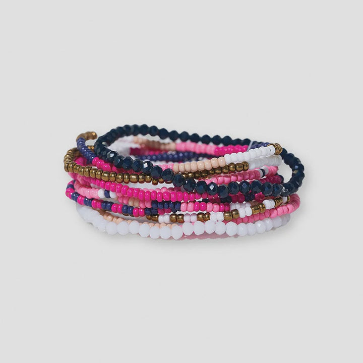 Ink + Alloy Sage 10-Strand Bracelets - Hot Pink/Navy