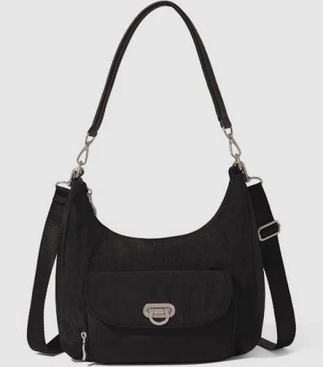 Baggallini Coastal Flip Lock Half Moon Bag CHM972 - Black