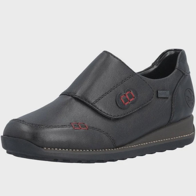 Rieker Slip-On Shoe w/ Velcro Strap 44295-00 Black