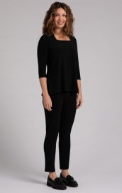 Sympli Square Neck 3/4 Sleeve Top 22247-2-BLK Black