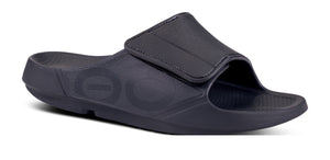 Mens Oofos OOahh Sport Flex Slip-On Velcro Sandal 1550-MATBK Black