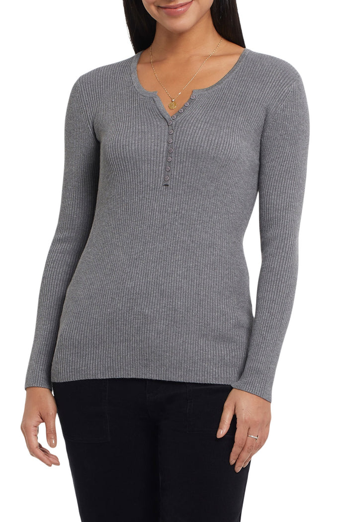 Tribal Henley Sweater 1046O-835-2313 Heather Carbon