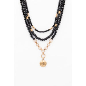 Caracol Necklace 1627-BLK-G  Black/Gold Combo