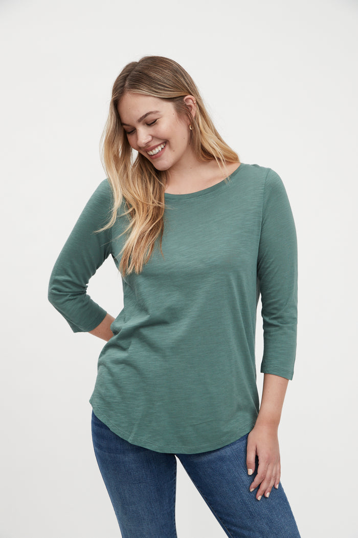 FDJ French Dressing Boatneck 3/4 Sleeve Top 1721476-PIN Pine - 1 ONLY SIZE XXL - 20% OFF