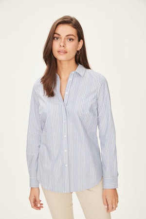 FDJ Long Sleeved Striped Shirt 1970495-BLUWH Blue/White