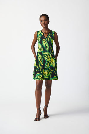 Joseph Ribkoff Tropical Print A-line Dress 241119-178 Black/Multi