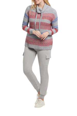 Tribal Funnel Neck Sweater 4648O-3340-0266 Grey Mix