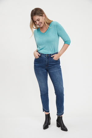 FDJ French Dressing Suzanne Slim Straight Ankle Jean with Hemline Detail 6823779-DKBLU Dark Blue - 1 ONLY SIZE 8 - 20% OFF
