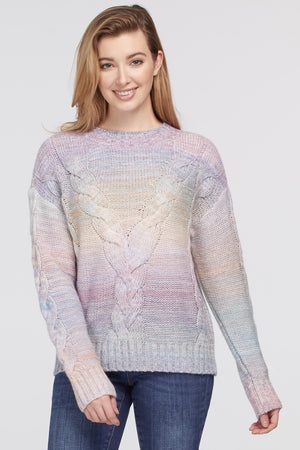 Tribal Mockneck Sweater w/ Cable Detail 7206O-4424-2266 Sugar Plum - 1 ONLY SIZE X-LARGE - 20% OFF