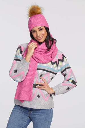 Tribal Winter Hat with Removable Pom Pom 7250OH-4521-2787 Pink Confetti - 1 ONLY 20% OFF