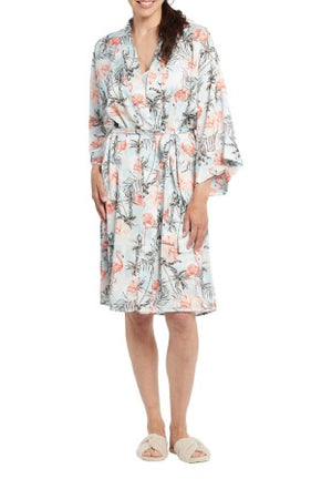 Tribal Printed Sateen Robe with Sash 7320O-4108-2172 Celest - 1 ONLY SIZE L/XL - 20% OFF