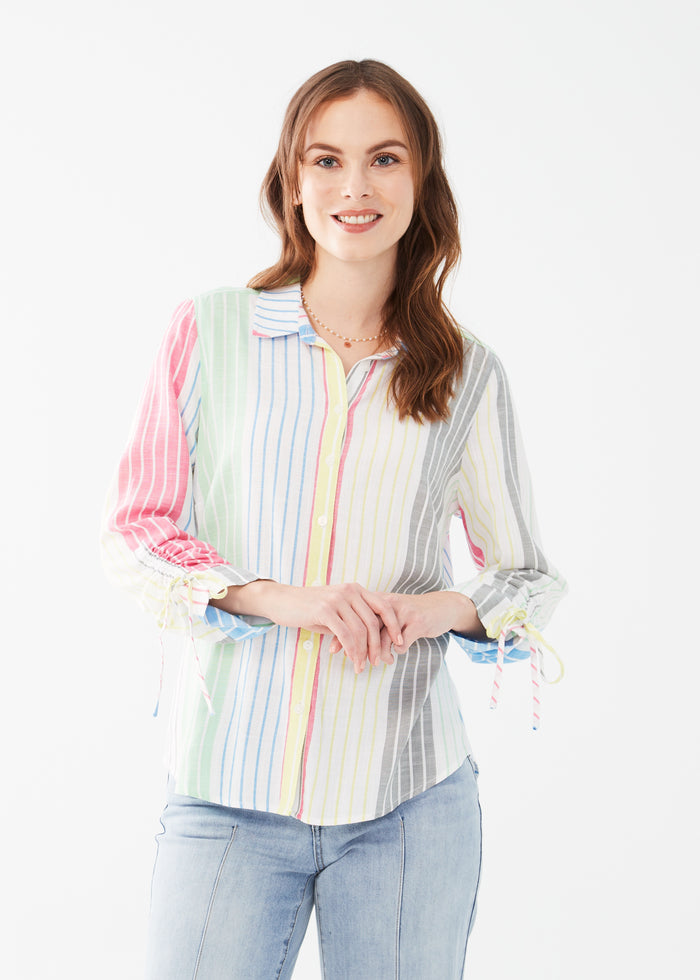 FDJ Classic Shirt w/ Adjustable Sleeves 7332715-RNBS Rainbow Stripe