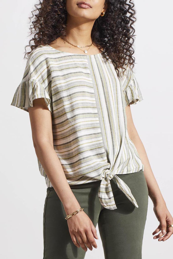 Tribal Woven Striped Top w/ Tie Front 7710O-4400-0487 Cactus