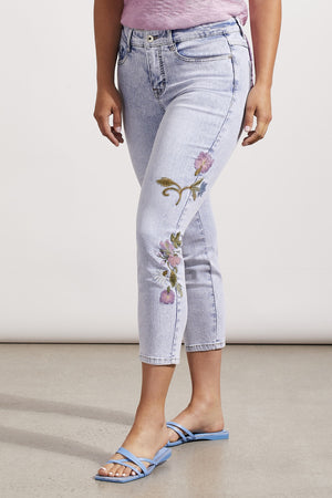 Tribal Audrey Slim Capri w/Embroidery 7788O-2020-2968 Blue Whisper - 1 ONLY SIZE 12 - 20% OFF