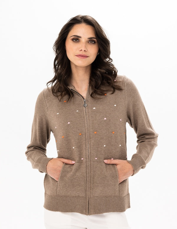 Renuar Knit Sweater R6862-3391-HBRSUC Heather Brown - 1 ONLY SIZE SMALL - 20% OFF