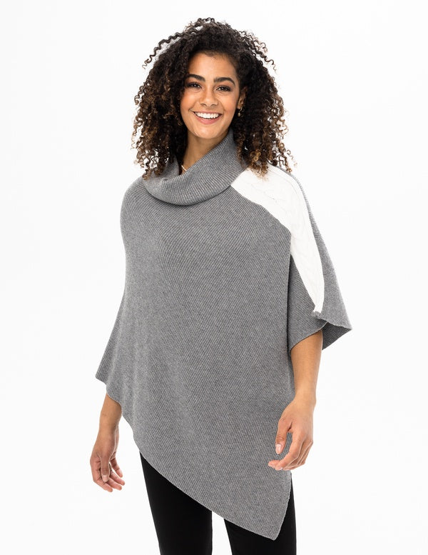 Renuar Knit Sweater Poncho R6873-3391-HEGRCO Heather Grey Combo