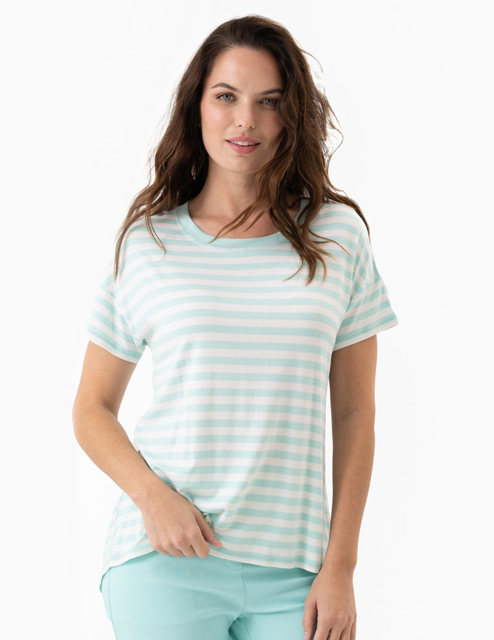 Renuar Striped T-shirt w/ Back Detail R7713-56S-SPACOM Spa Combo