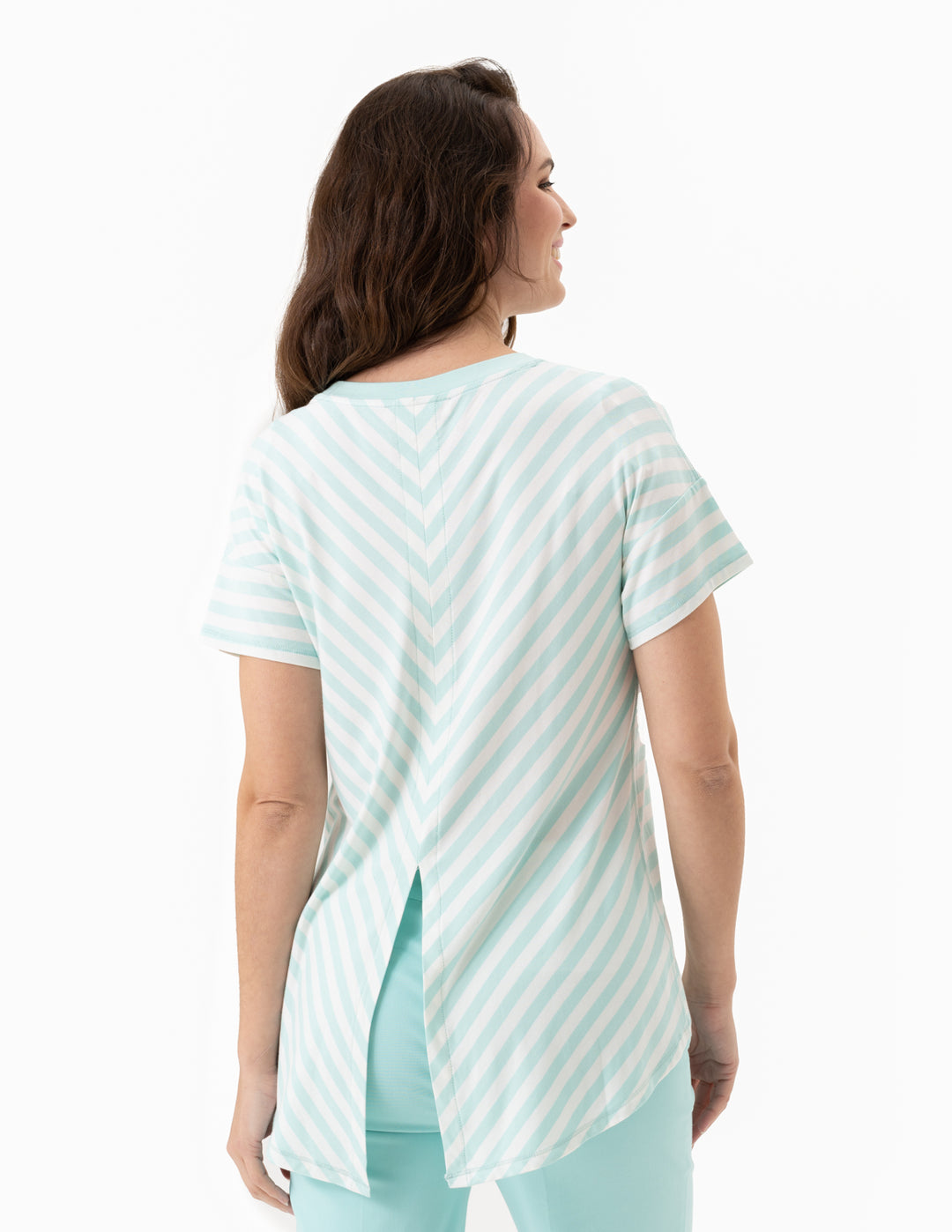 Renuar Striped T-shirt w/ Back Detail R7713-56S-SPACOM Spa Combo