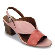 Womens Bueno "Chloe" Sling Back Heeled Sandal - Coral Pink Combo