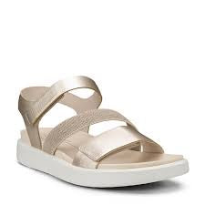 Womens Ecco Flowt Walking Sandal 273713-01688 Pure White Gold Combo