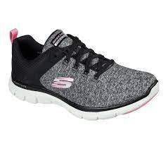 Womens Skechers "Flex Appeal 4.0" Laced Sneaker 149307-BKPK Black/Pink