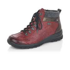 Womens Rieker Winter-Lined Ankle Boot w/ Side Zipper L7144-35-3 Red