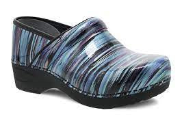 Womens Dansko XP 2.0 Professional Clog with Covered Heel 2950190202 - Teal Striped Patent